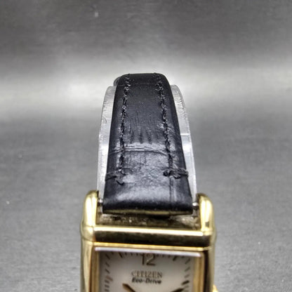 Citizen Eco-Drive Tank Watch Women 18mm Champagne Dial Gold B023-S001561 Works 44