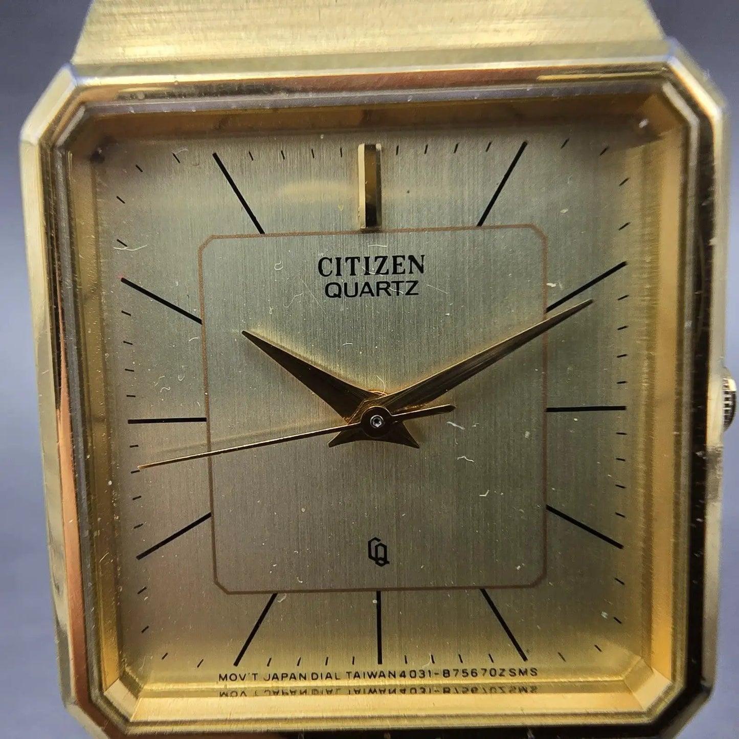 Citizen CQ Tank Watch Men 25mm Champagne Dial Gold Tone 4031-892658 New Battery1