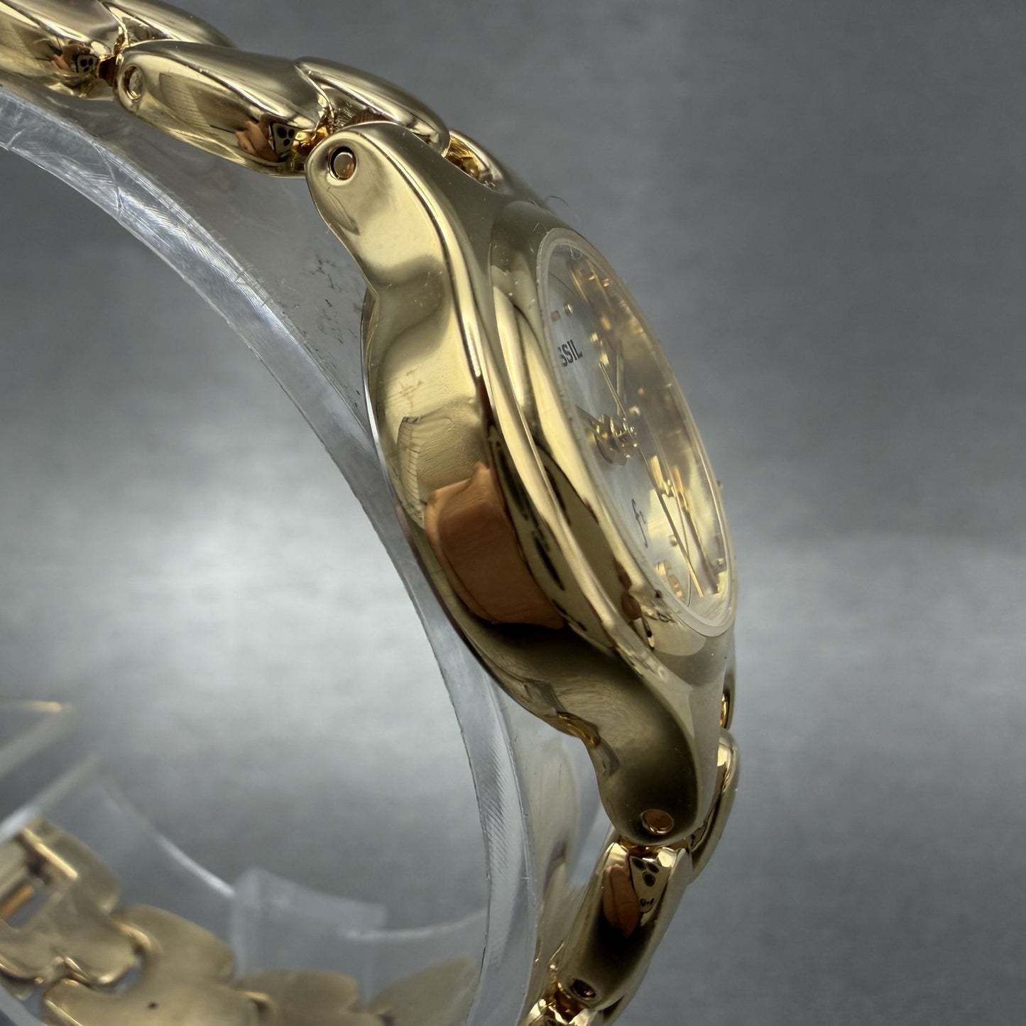 Fossil F2 Watch Women 22mm Silver Dial Gold Tone Round ES8861 New Battery3