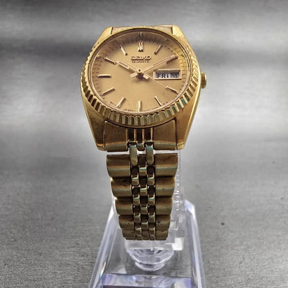 Seiko Watch Women 24mm Gold Dial Gold Tone Daydate Round 7N83-0041 New Battery5