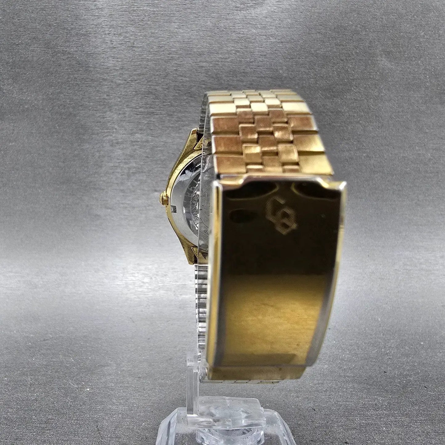 Citizen Seven Watch Men 35mm Silver Dial Gold Tone Date Round 4-068815 PARTS8