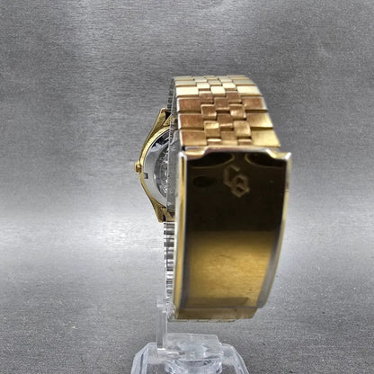 Citizen Seven Watch Men 35mm Silver Dial Gold Tone Date Round 4-068815 PARTS8