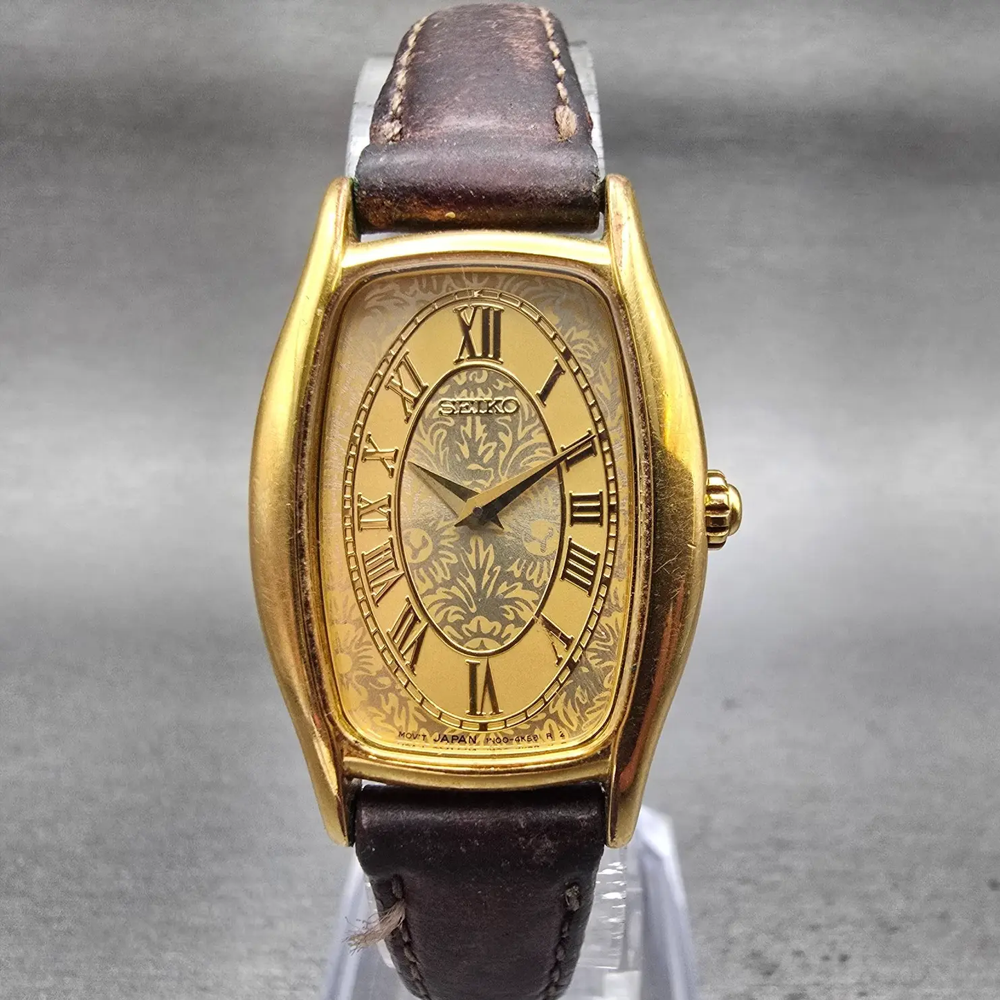 Seiko Watch Women 22mm Gold Dial Gold Tone Rectangle 1N00-6F09 New Battery VTG0