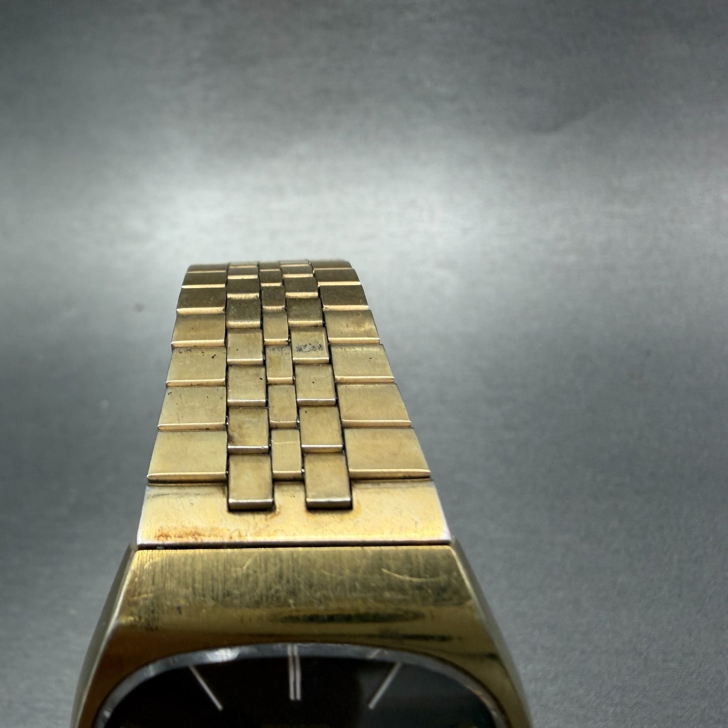 Seiko Watch Men 32mm Brown Dial Gold Tone Rectangle 7810-5069 New Battery VTG4