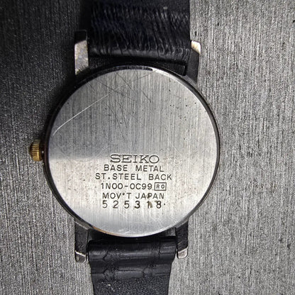 Seiko Watch Women 25mm Black Dial Black Tone Round 1N00-0C99 New Battery Vintage10