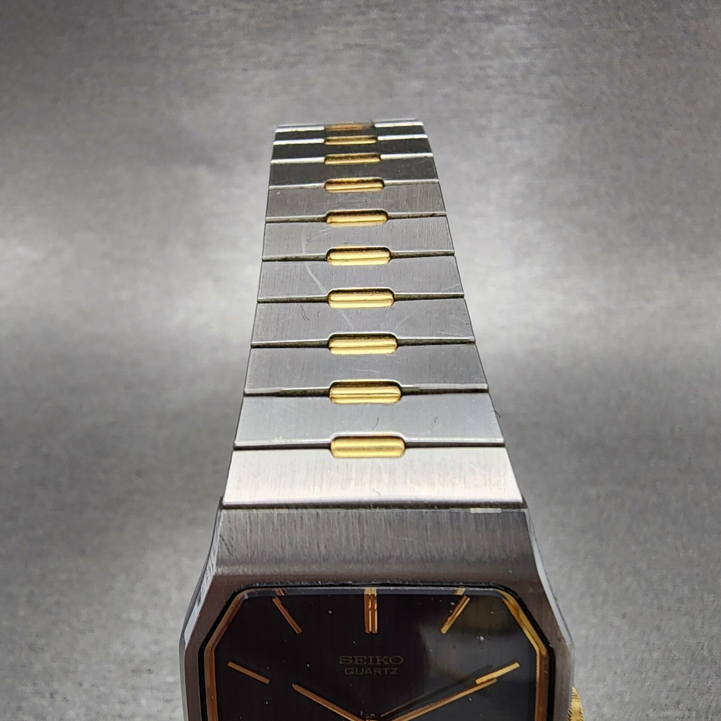 Seiko Tank Watch Men 28mm Black Dial Two Tone Round 74305089 New Battery4
