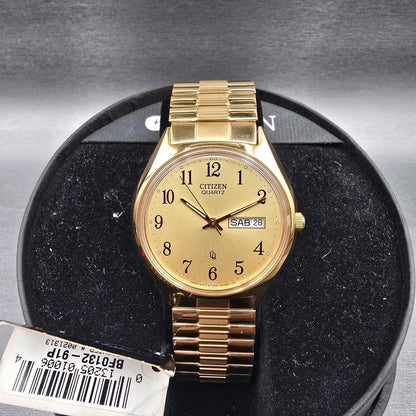 Citizen CQ Watch Men 36mm Gold Dial Gold Daydate Round 1100-S63812 New Batt NOS1