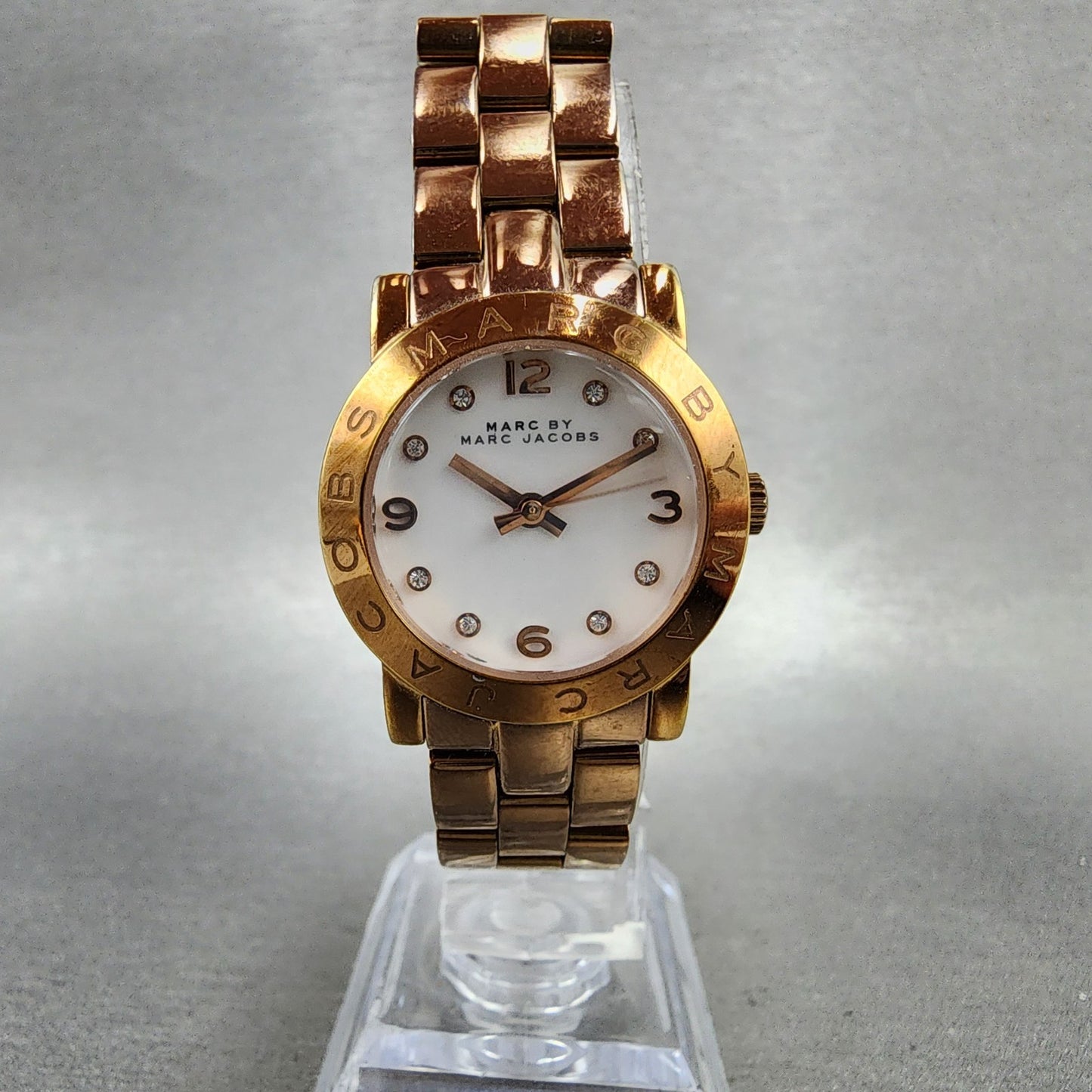 Marc By Marc Jacobs Mini Amy Watch Women 26mm White Dial Rose Gold Tone New Batt5
