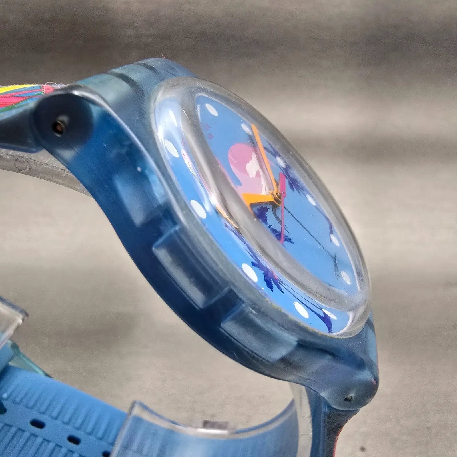 Swatch MIAMI VIBES Watch Women  Blue Dial Blue Case Round SUOZ230 New Battery3