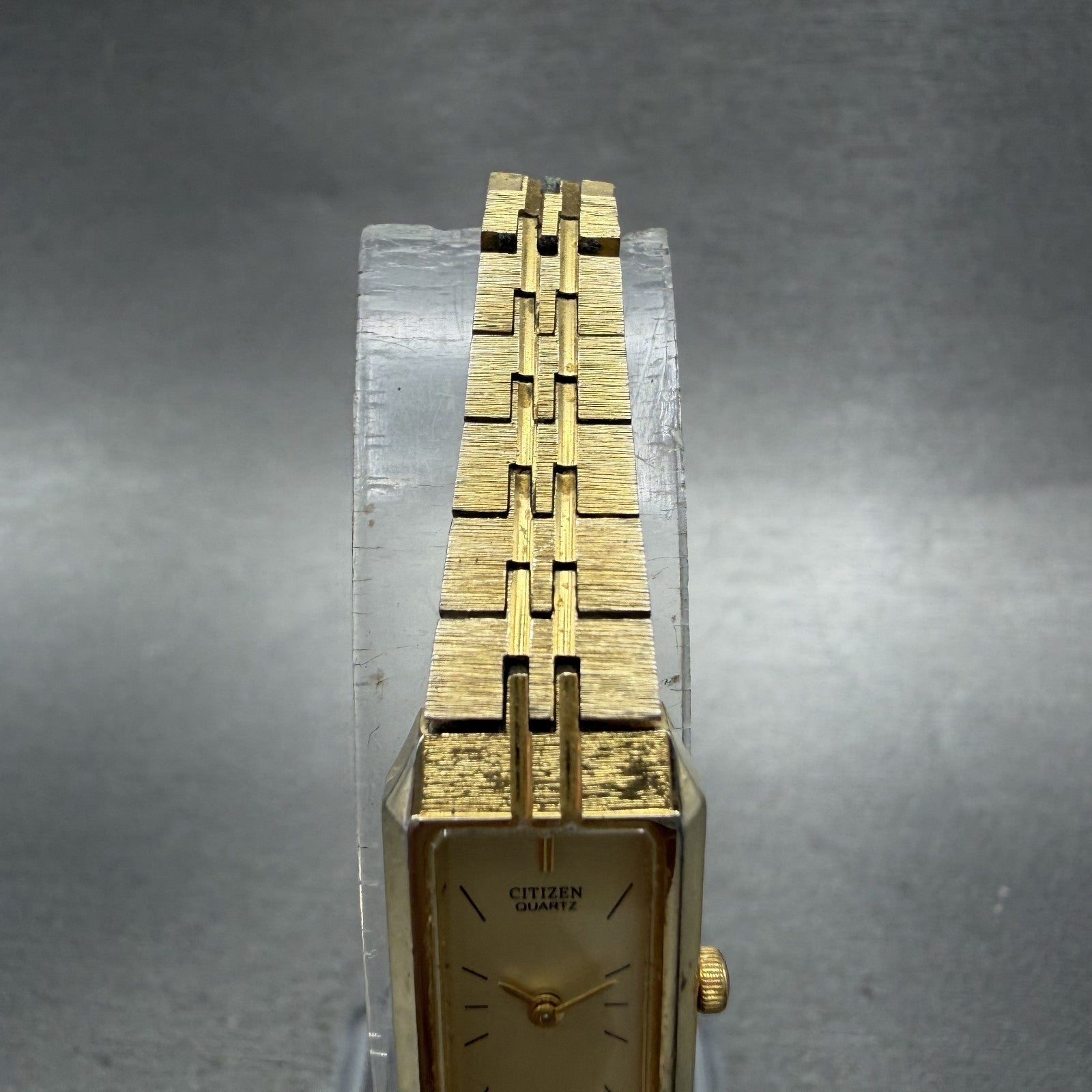 Citizen CQ Tank Watch Women 13mm Champagne Dial Gold Tone Rectangle New Battery4