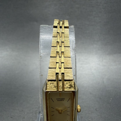 Citizen CQ Tank Watch Women 13mm Champagne Dial Gold Tone Rectangle New Battery4