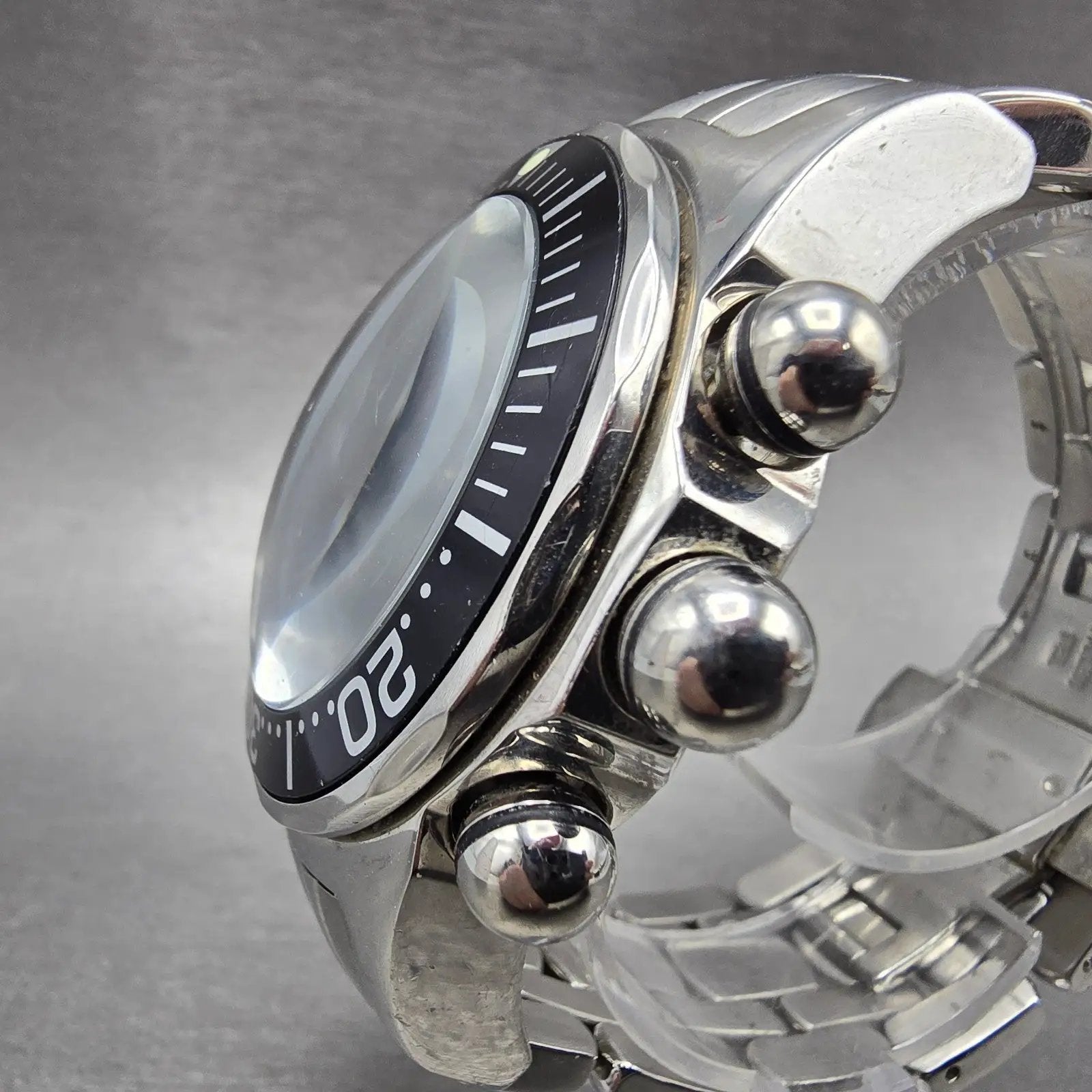 Invicta Pro Diver Chronograph Watch Men 45mm Black Dial Silver Tone Date New Bat2