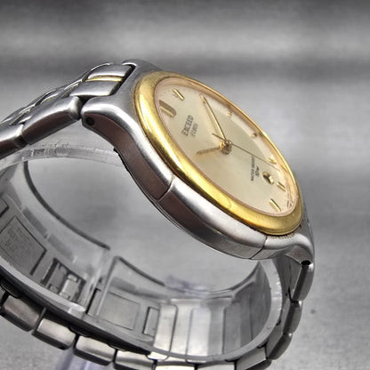 Citizen Exceed Watch Men 33mm Champagne Dial Two Tone Date 2710-274300 New Batt3