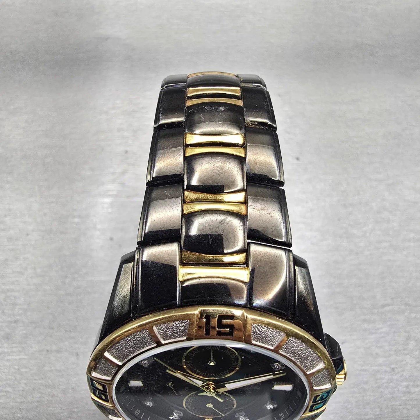 Bulova Marine Star Watch Men 42mm Black Dial Two Tone Daydate 98D0002 New Batt4