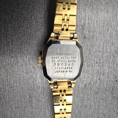 Seiko Watch Women 19mm Brown Dial Gold Tone Rectangle 1100-4899 Manual Wind VTG10