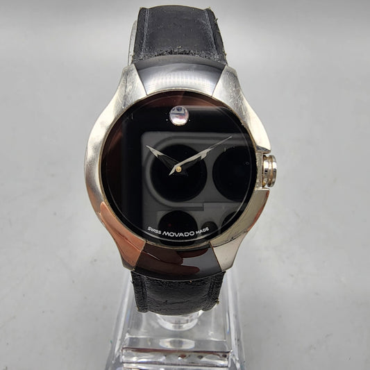 Movado Allia Watch Women 26mm Black Dial Silver Black Tone Round New Battery