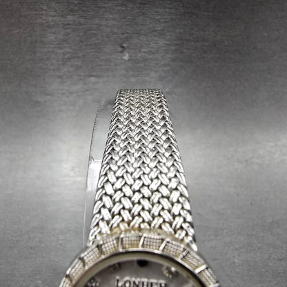 Lonber Sapphire Watch Women 23mm Silver Dial Silver Tone Round New Battery Mesh4