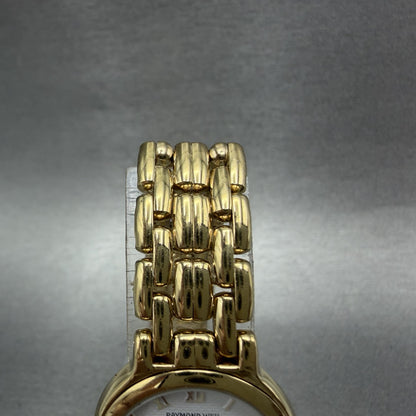 Raymond Weil Watch Women 24mm White Dial Gold Plated Date Round 9946 New Battery4