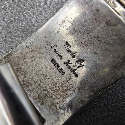 Navajo Sterling Silver Watch Band Tips 17mm Lizard Design Stretch Band VTG11