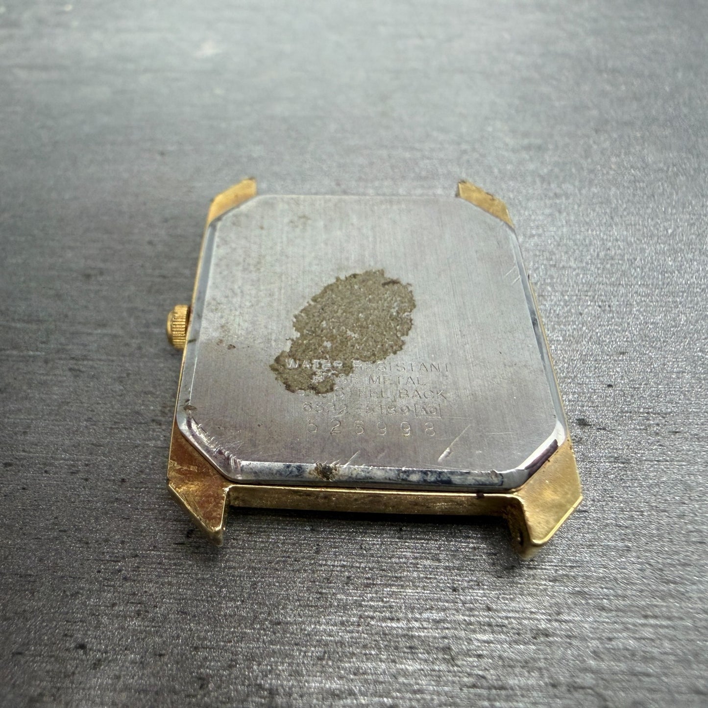 Seiko Tank Watch Men 27mm Gold Dial Gold Tone Date 6532-5189 Rectangle  PARTS8