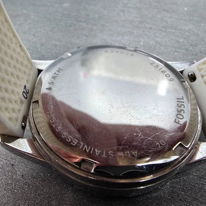 Fossil Chronograph Watch Women 39mm White Dial Silver Tone Date ES4024 New Batt10