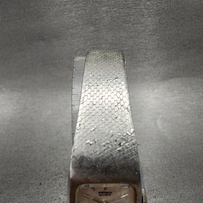 Seiko Tank Watch Women 16mm Silver Dial Silver Tone Rectangle 163269 New Batt4