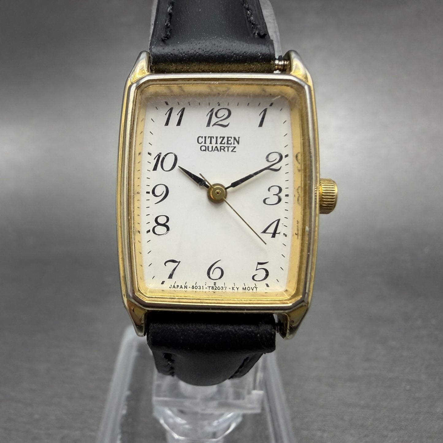 Citizen Tank Watch Women 20mm White Dial Gold Tone Rectangle 6031-T20999 New Bat0