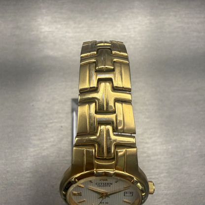 Citizen Watch Women 25mm Champagne Dial Gold Tone Date Round 1012-S029279 NewBat4