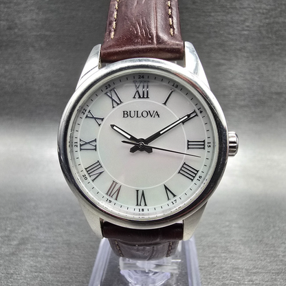 Bulova Watch Women 32mm MOP Dial Silver Tone Round 96L271 New Battery0