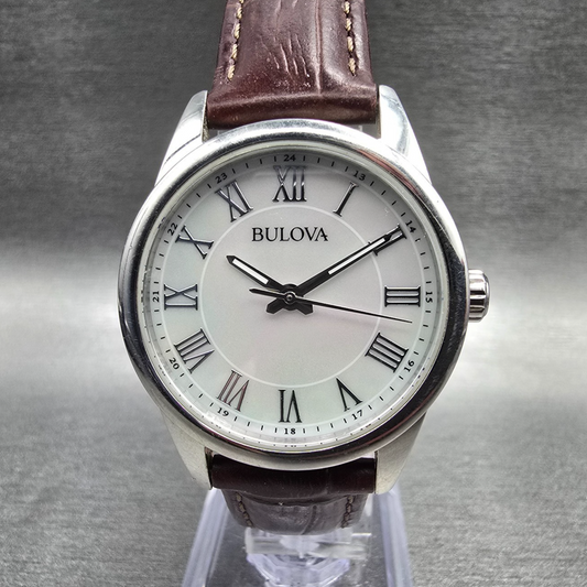 Bulova Watch Women 32mm MOP Dial Silver Tone Round 96L271 New Battery0