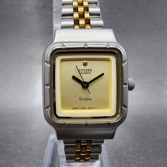 Citizen Watch Women 22mm Champagne Dial Silver Tone Rectangle New Battery0