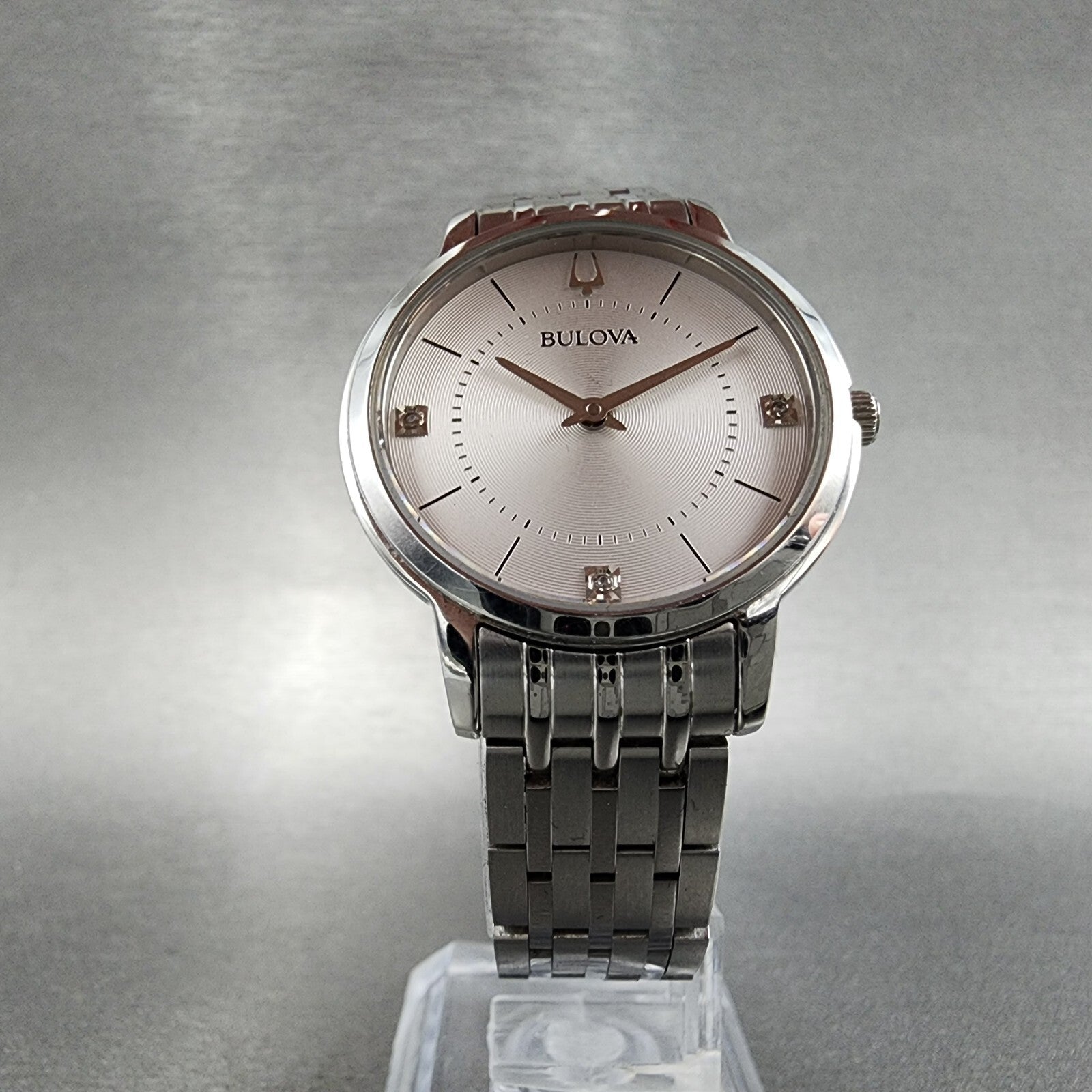 Bulova Watch Women 31mm Silver Dial Stainless Steel Round 96P183 New Battery6
