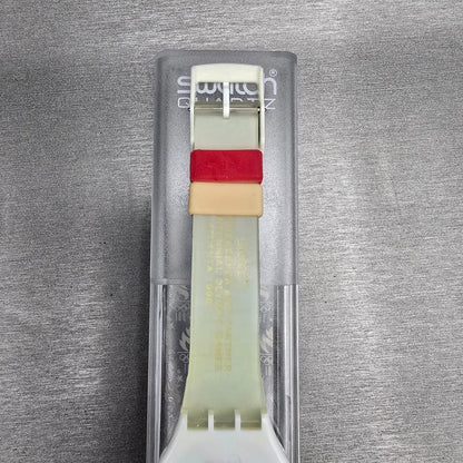Swatch St. Moritz 1928 Watch Men 34mm Blue Dial White Case GZ134 New Battery NOS7