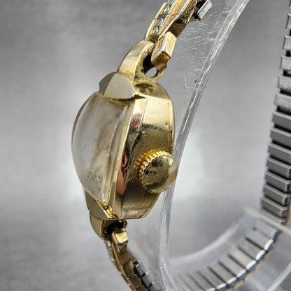 Longines Watch Women 15mm White Dial 10K Gold Filled Oval Cal 14.16 PARTS3