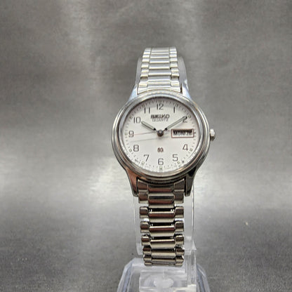 Seiko SQ Watch Women 24mm White Dial Silver Tone Daydate 3y030a29 New Battery5