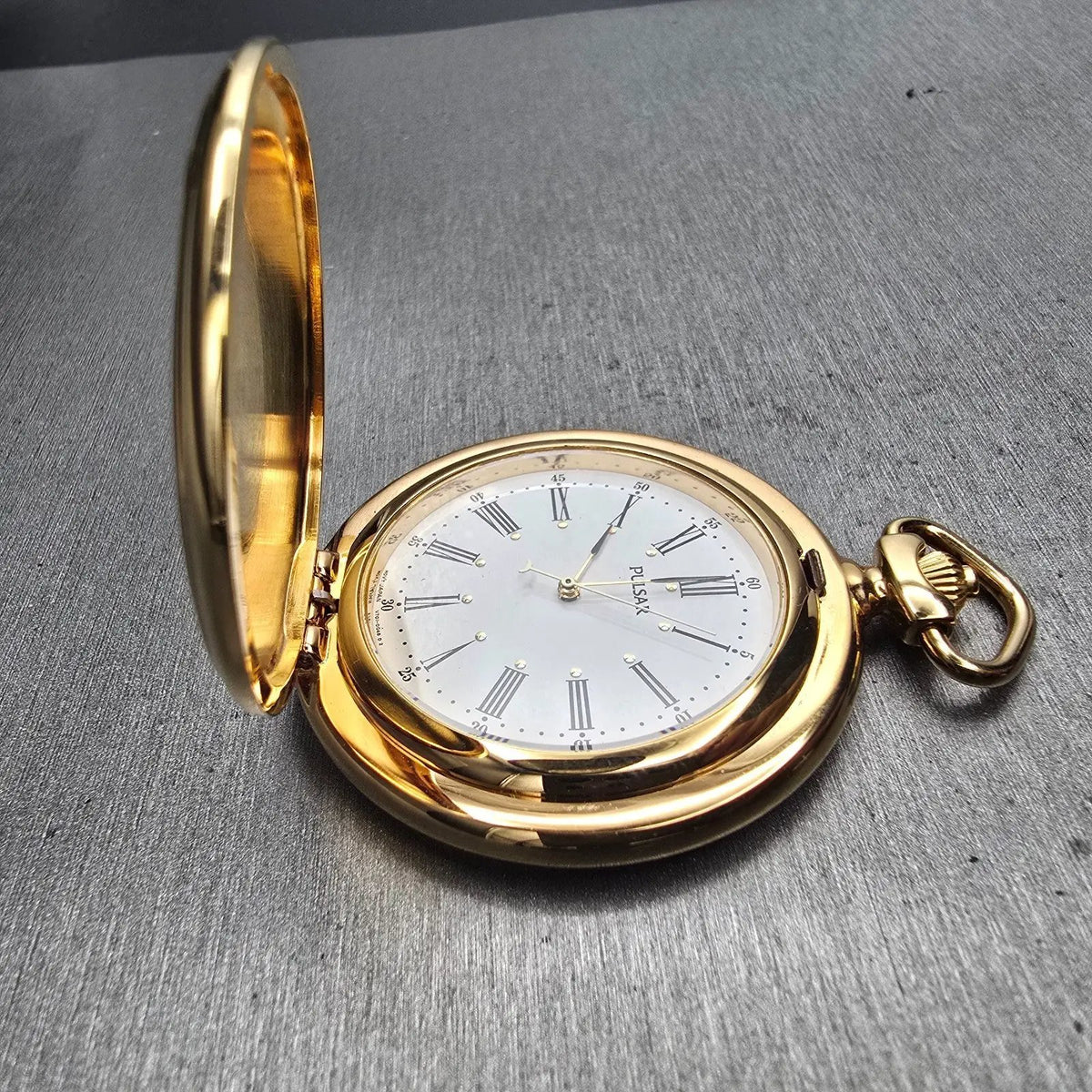 Pulsar Pocket Watch Men 46mm White Dial Gold Tone V701-0B60 New Battery8