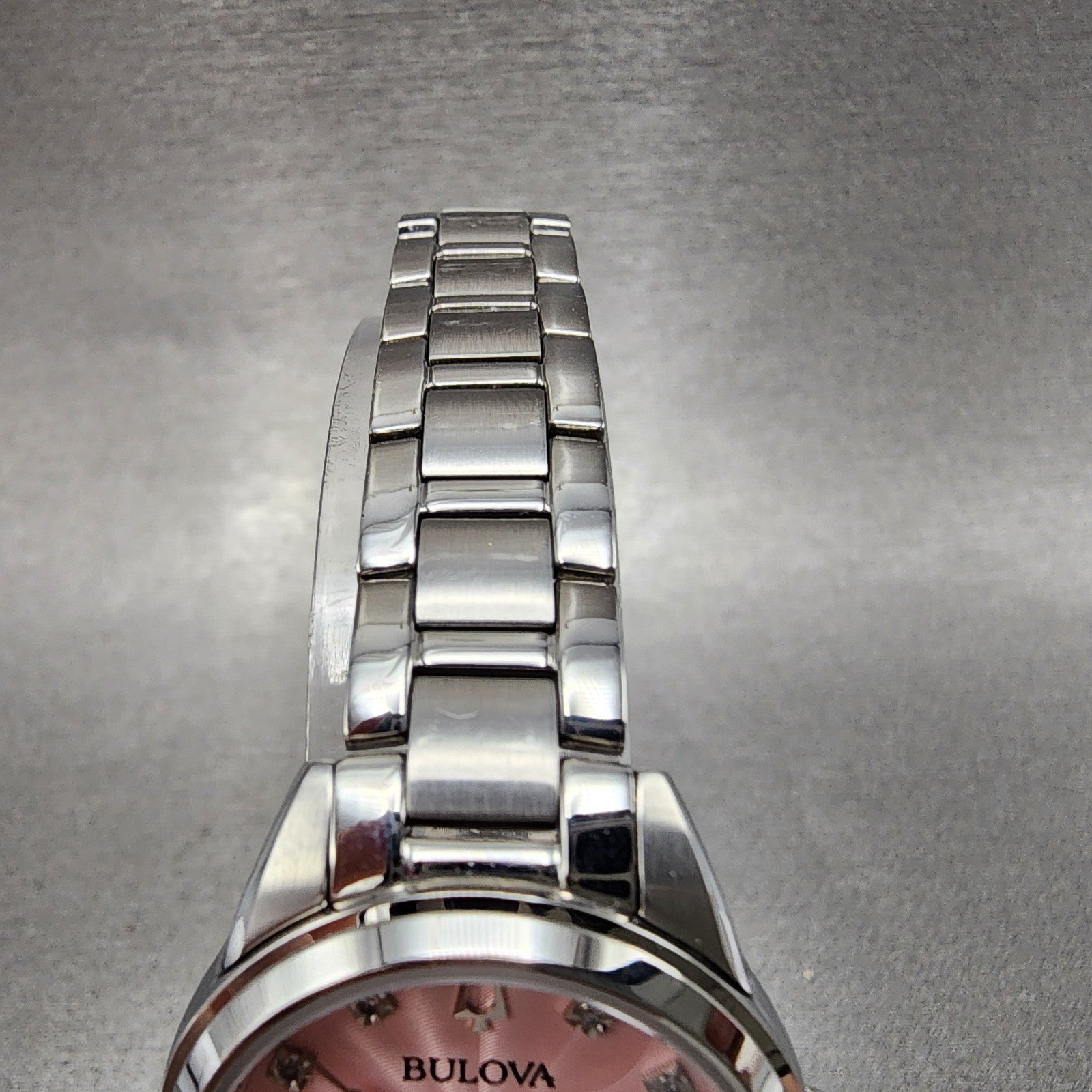 Bulova Sutton Watch Women 28mm Pink Dial Steel Round 96P249 New Battery4