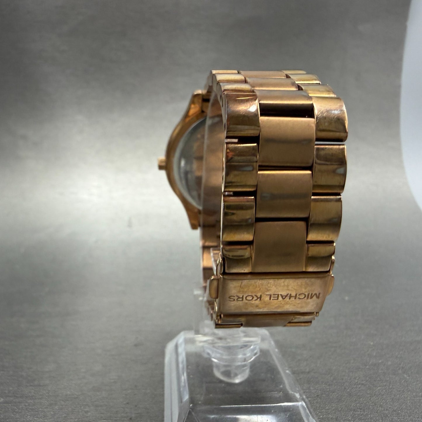 Michael Kors Runway Watch Women 42mm Pink Dial Rose Gold Tone MK-3197 New Batt7