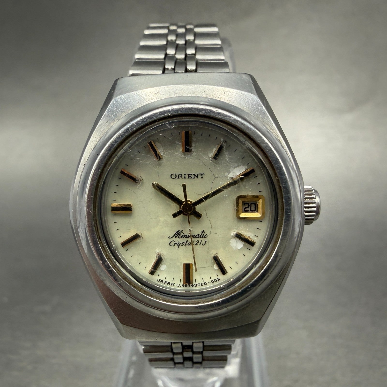 Orient Minimatic Watch Women 25mm MOP Dial Steel Date Crystal 21 Runs 0J4973020
