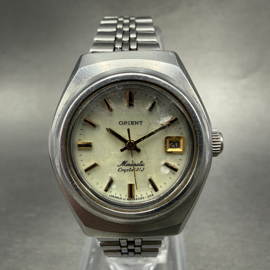 Orient Minimatic Watch Women 25mm MOP Dial Steel Date Crystal 21 Runs 0J4973020