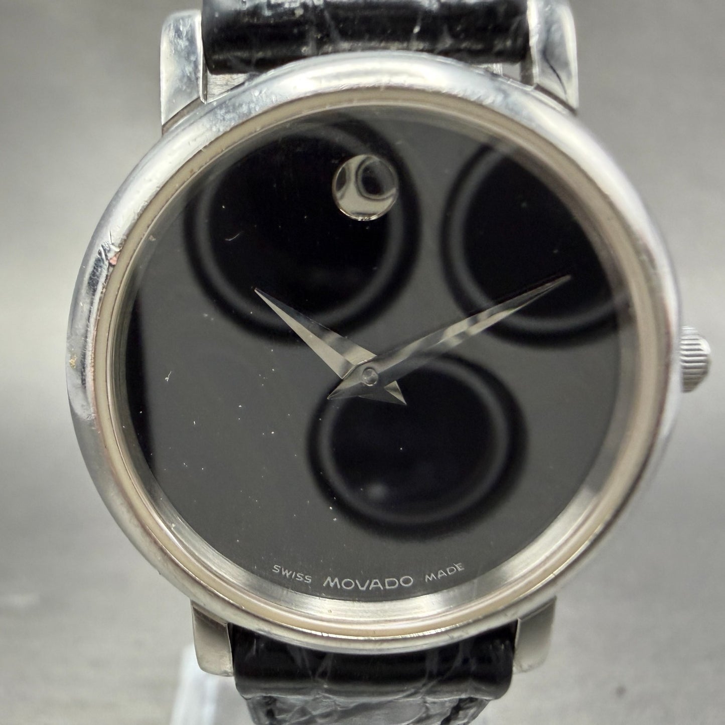 Movado Museum Watch Women 26mm Black Dial Steel Round 84 E4 0834 New Battery ABC1