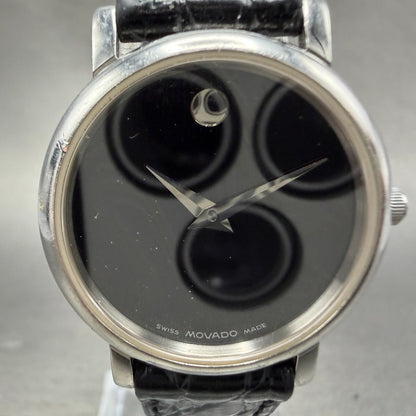 Movado Museum Watch Women 26mm Black Dial Steel Round 84 E4 0834 New Battery ABC1