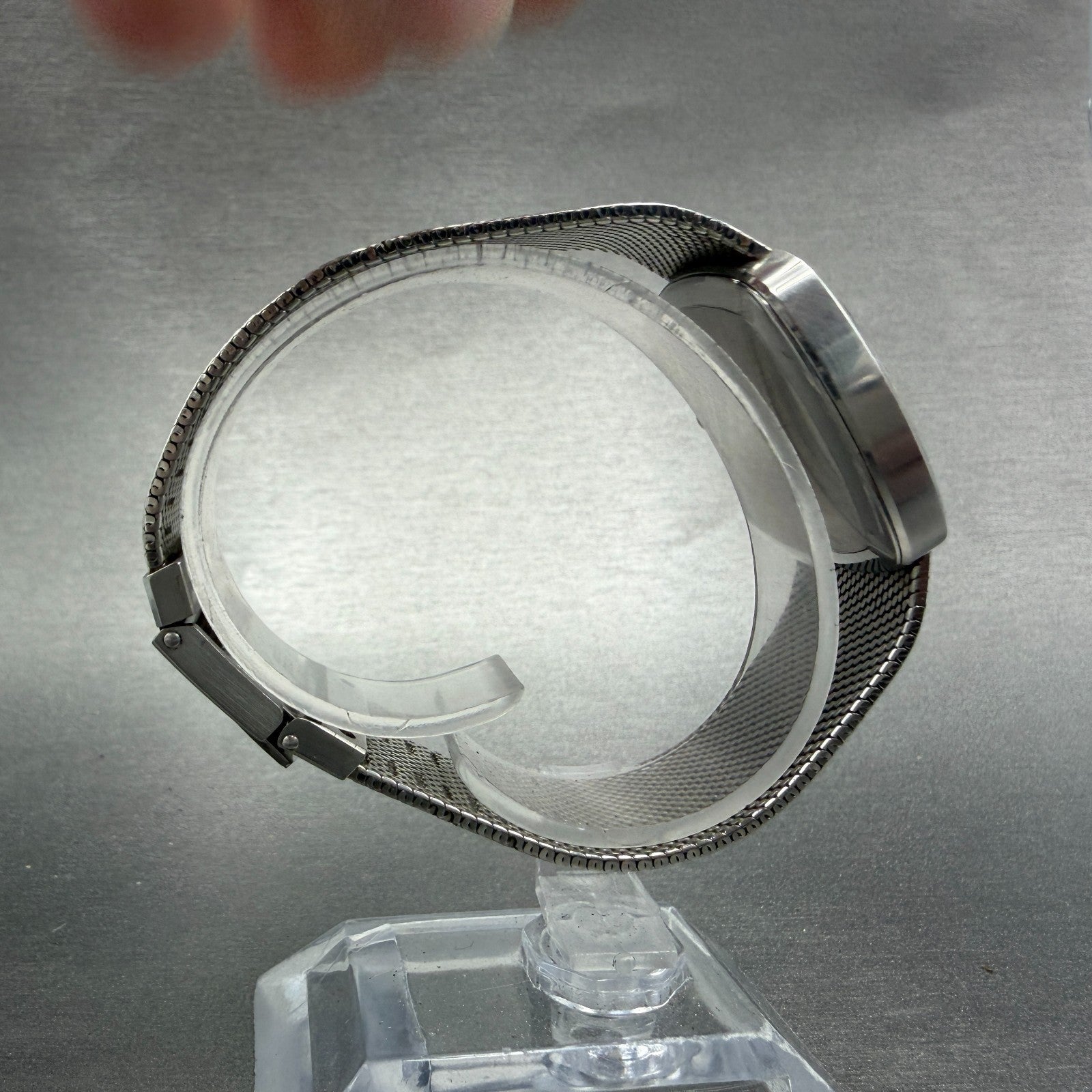 Seiko Watch Men 32mm Silver Dial Silver Tone Square 5854-5000 New Battery VTG8