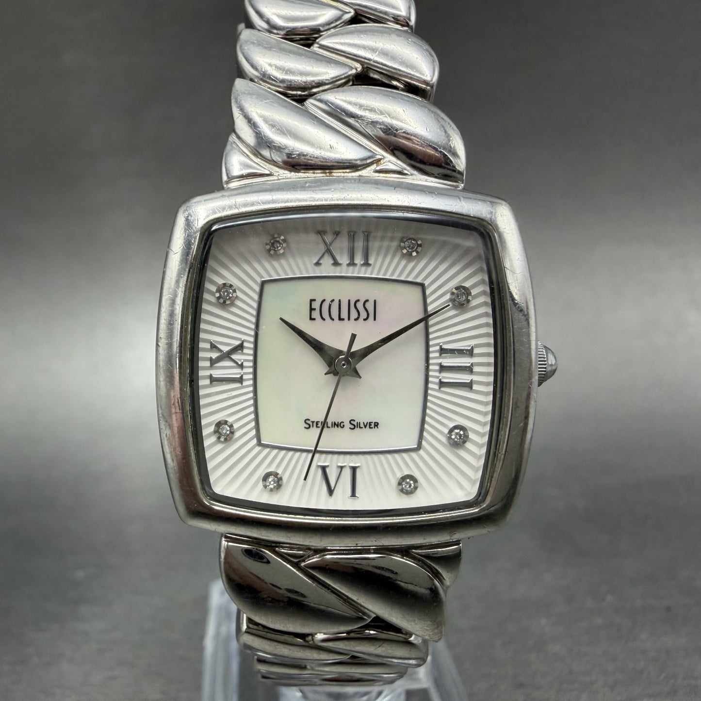 Ecclissi Watch Women 26mm MOP Dial 925 Sterling Silver Rectangle New Battery0