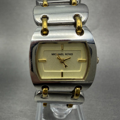 Michael kors Watch Women 25mm Champagne Dial Two Tone Rectangle MK-3082 New Batt0
