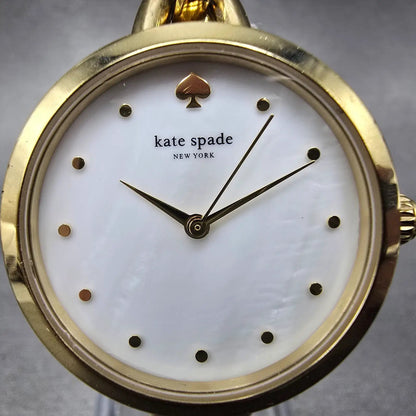 Kate Spade Watch Women 30mm Mop Dial Gold Tone Round KSW1467 New Battery1
