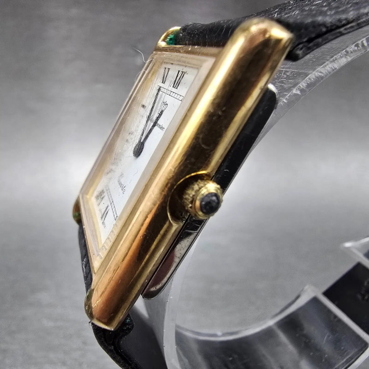 Jules Jurgensen Tank Watch Men 24mm White Dial Gold Tone Rectangle PARTS3