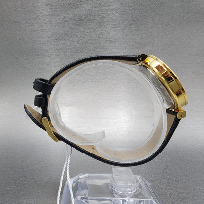 Movado Museum Classic Automatic Watch Women 32mm Black Dial Gold Tone Date Runs8