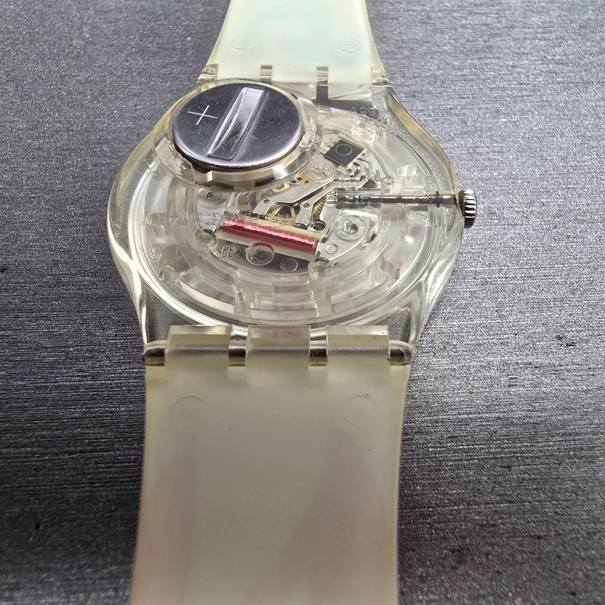 Swatch Paralympic Watch Men 35mm White Dial Clear Case Round GE213 New Battery14