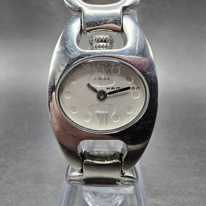 Hamilton Marylin Watch Women 21mm White Dial Steel Oval 6347 New Battery0